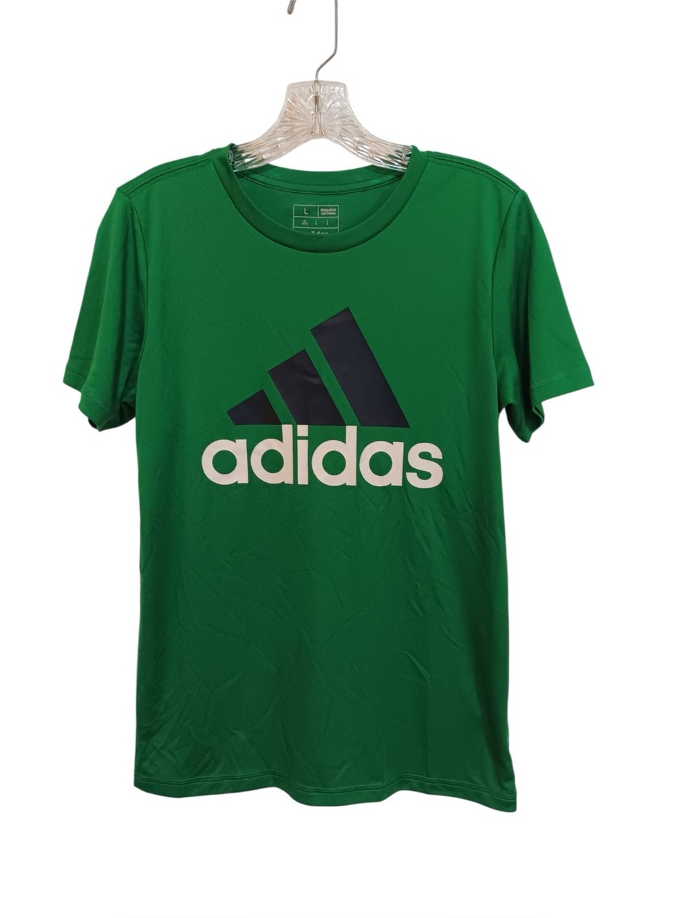 adidas Youth Green Logo Short Sleeve Tee Size L 14/16